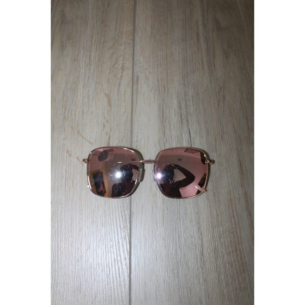 Slocyclub Rose Gold Square Sunglasses Pink Mirrored Lens Oversized Metal Frame
